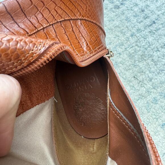 Vince Camuto $230 Demerri Over the Knee Crocodile Brown Leather Boots - Picture 9 of 9